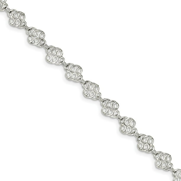 9-10 Inch Black Bow Jewelry Rhodium-Plated Sterling Silver 2-Strand Infinity Anklet 9-10 Inch Black Bow Jewelry Rhodium-Plated Sterling Silver 2-Strand Infinity Anklet